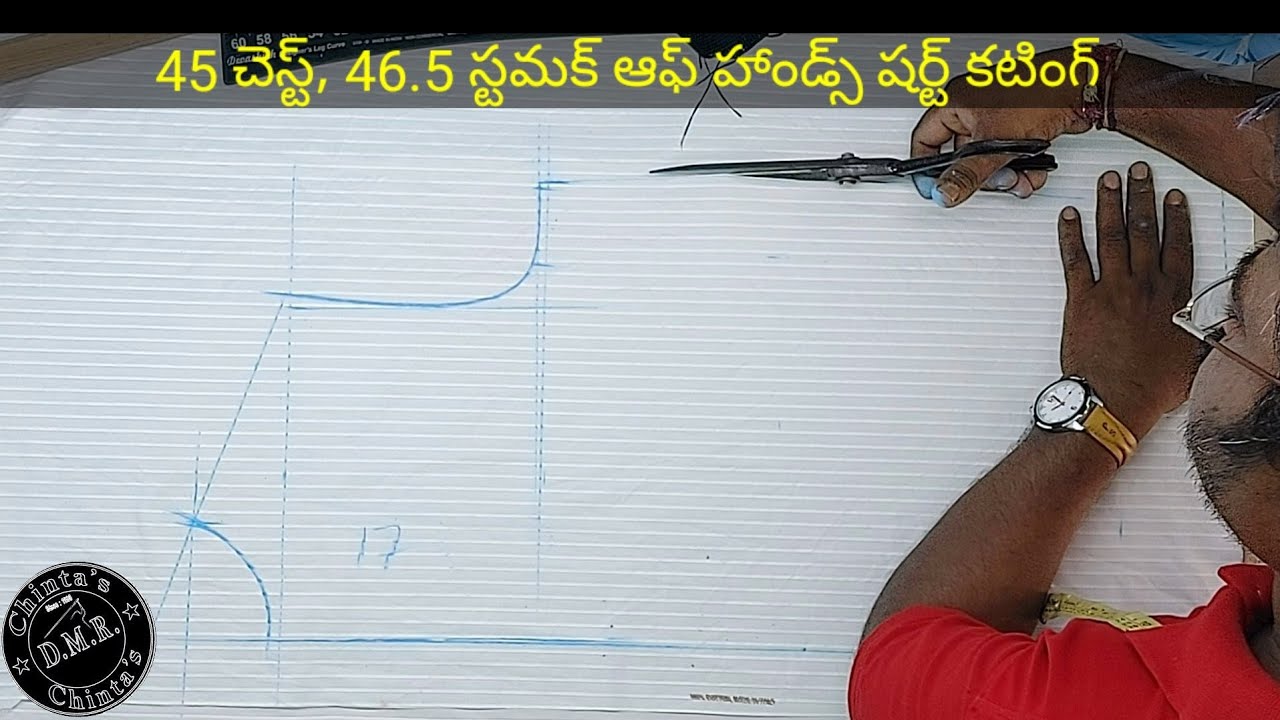 45 chest 46 stamak half hands shirt  cutting in Telugu || d.mr tailors eluru