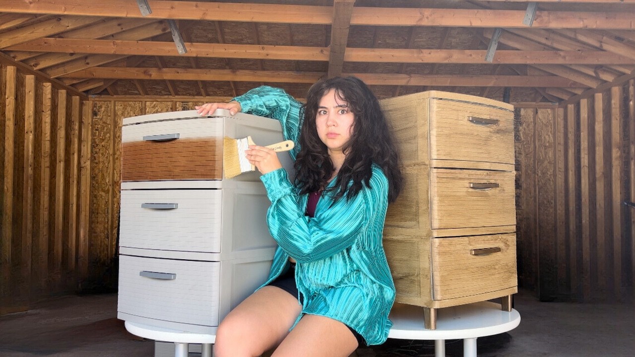 i turned a plastic dresser into wood *easy diy*