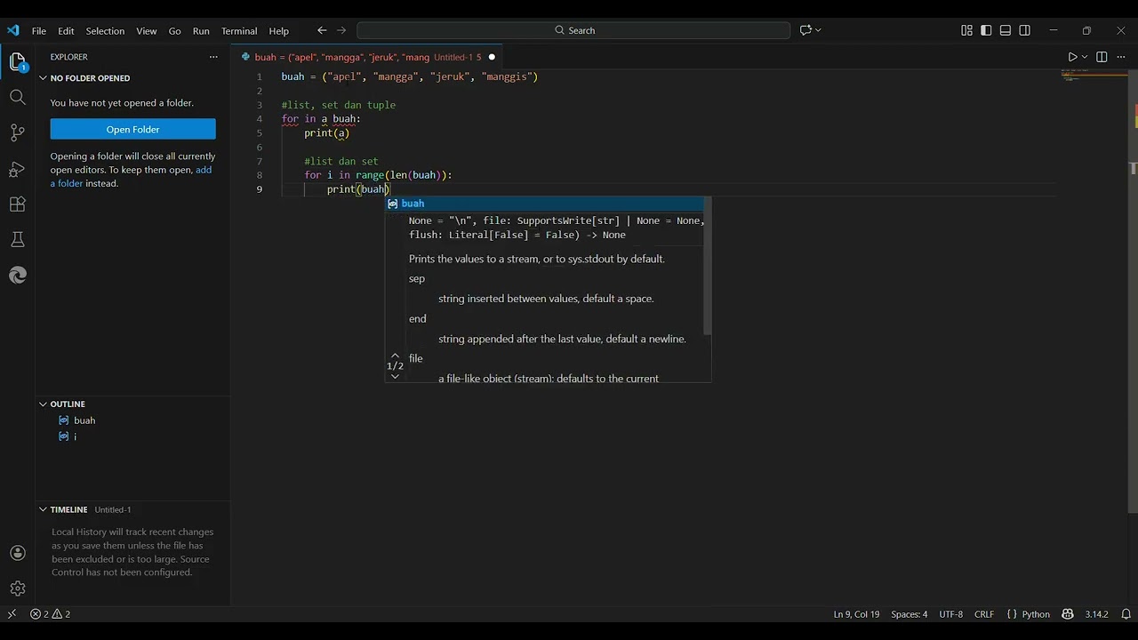 Tutor Pembuatan Program Looping, List, dan Tuple