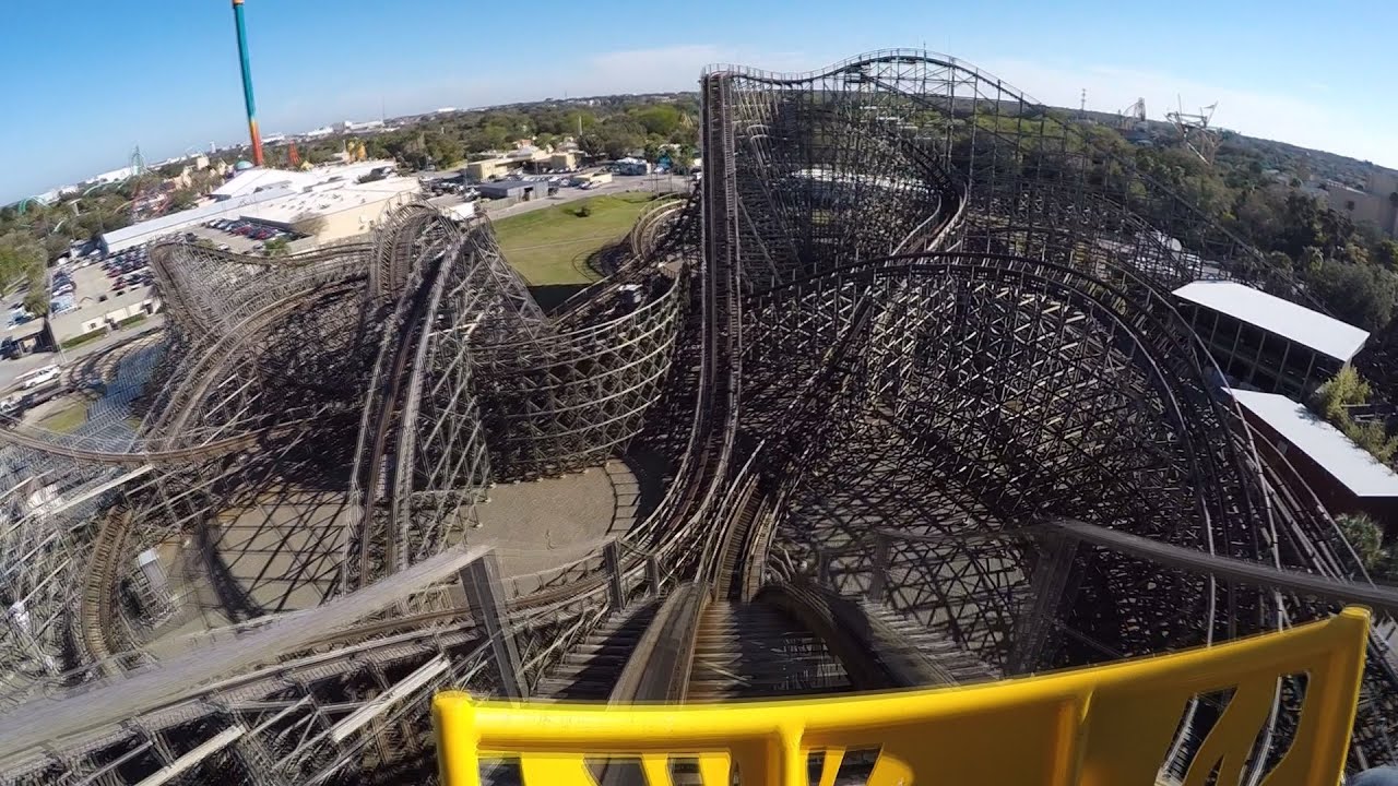 Gwazi wooden roller coaster POV at Busch Gardens Tampa