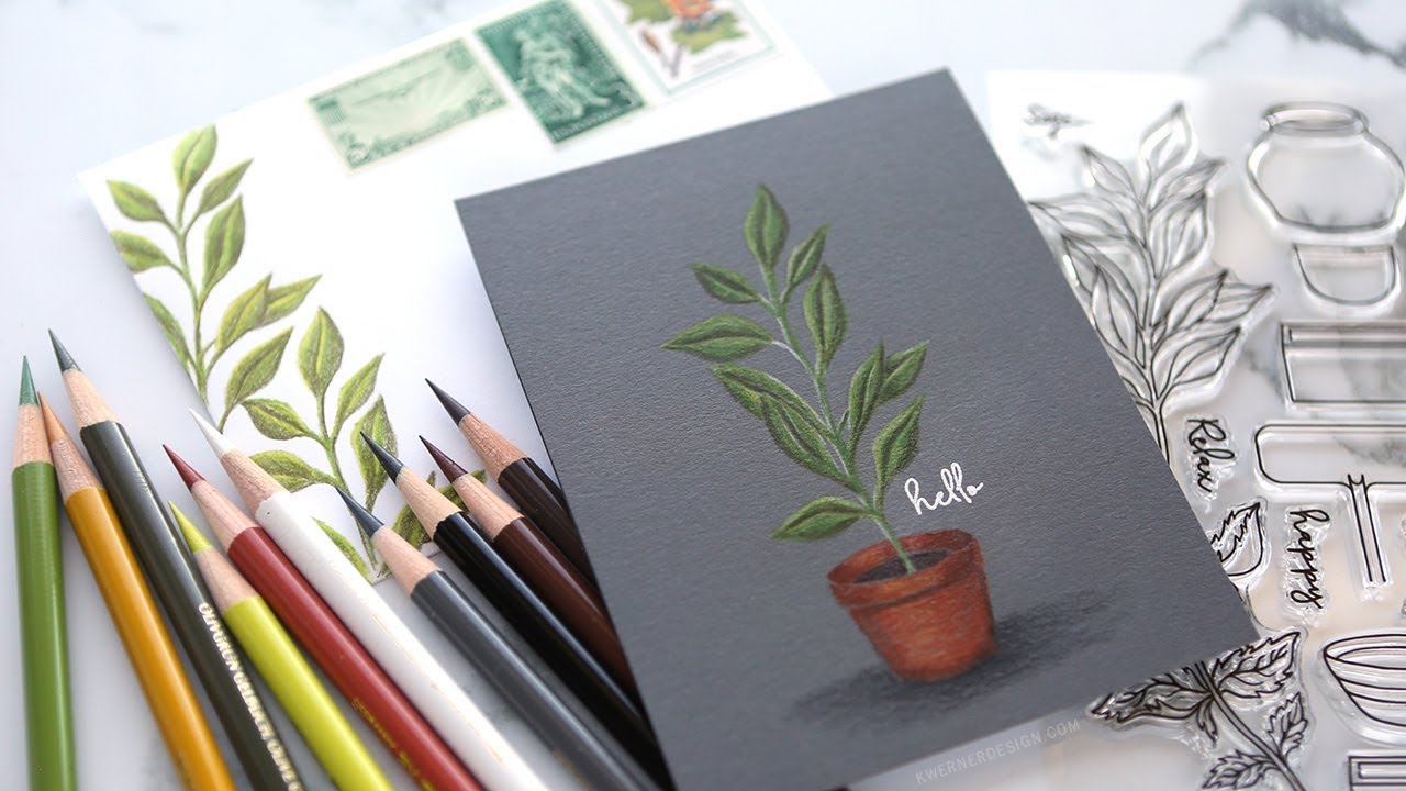 Card & Envelope - Faber-Castell Polychromos on Dark Cardstock