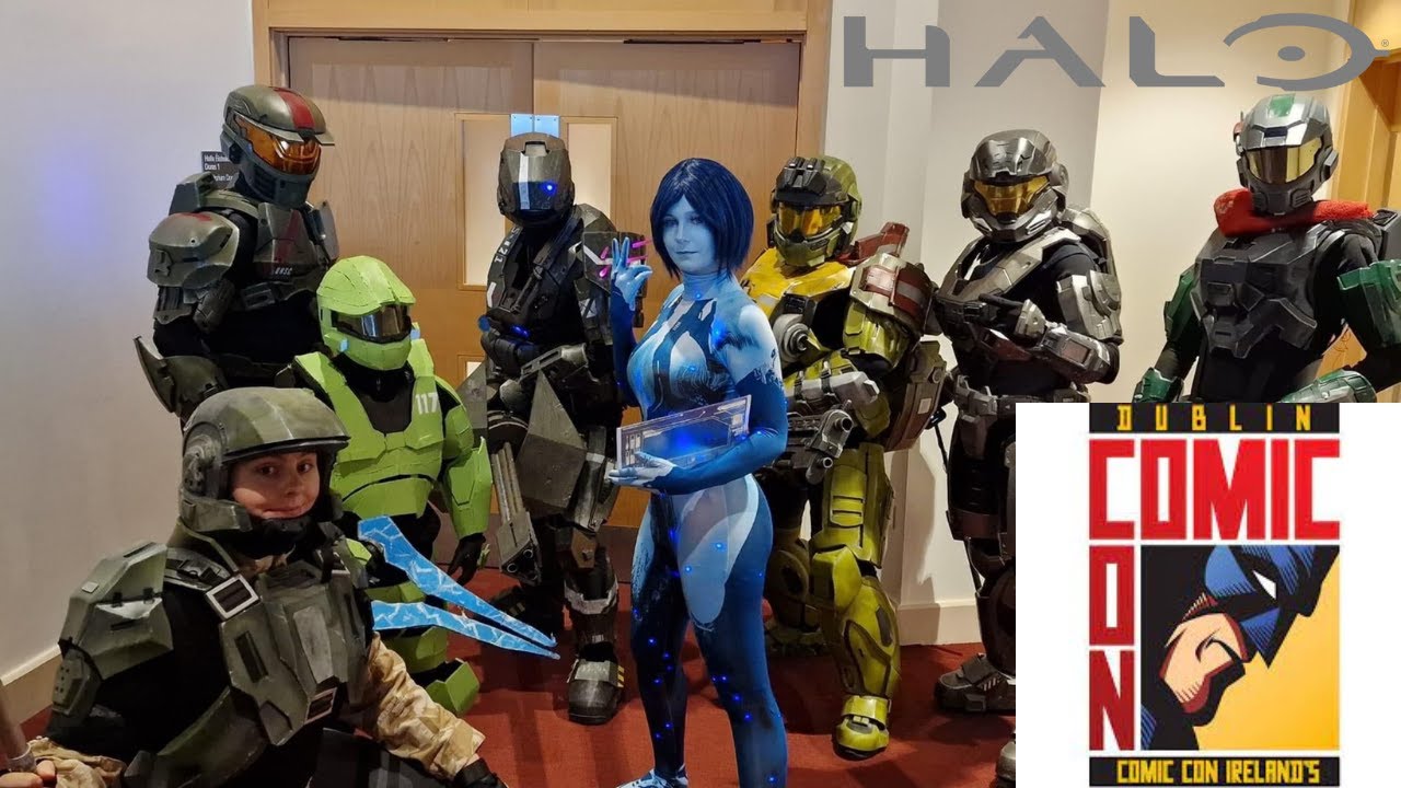 Dublin Comic Con 2023 Summer: Halo cosplay group, 405th european regiment, Steve Downes & Jen Taylor