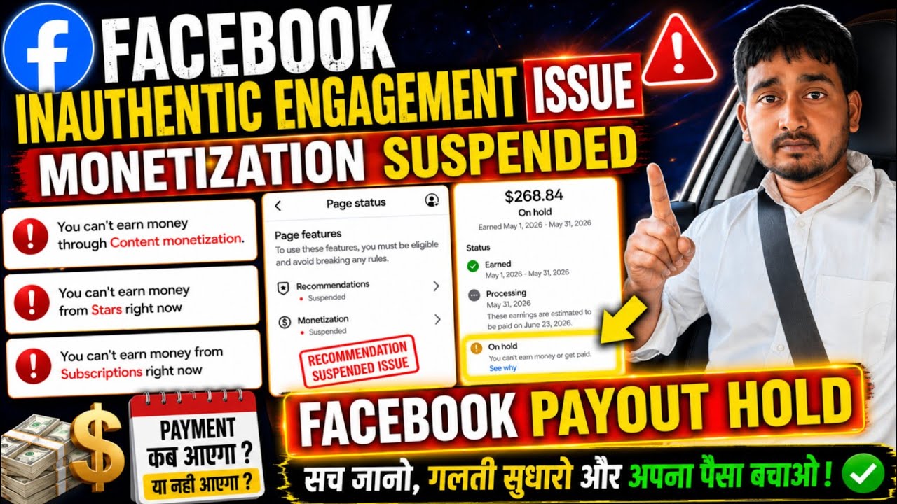 Facebook inauthentic engagement issue || Facebook monetization suspended || Facebook payout hold