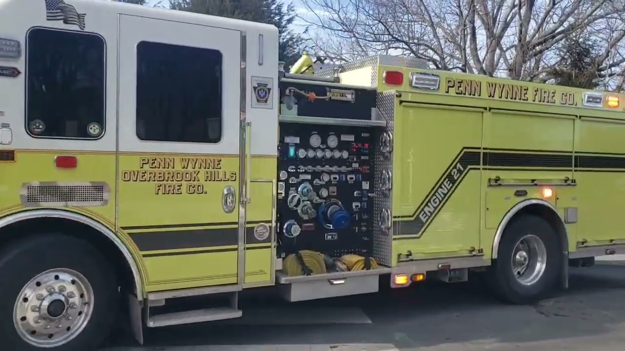 Penn Wynne Fire Company Engine 21 Responding and Returning 2-1-26