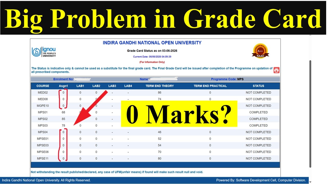 🔥Серьезная проблема в зачетке IGNOU | У всех стоят ноль баллов | Срочная информация для всех студ...