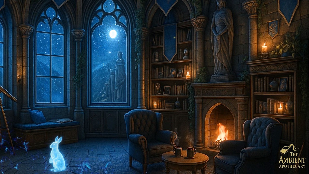 Ravenclaw Tower Study Ambience🕯️Multiple Cozy Night Scenes | Harry Potter Ambience