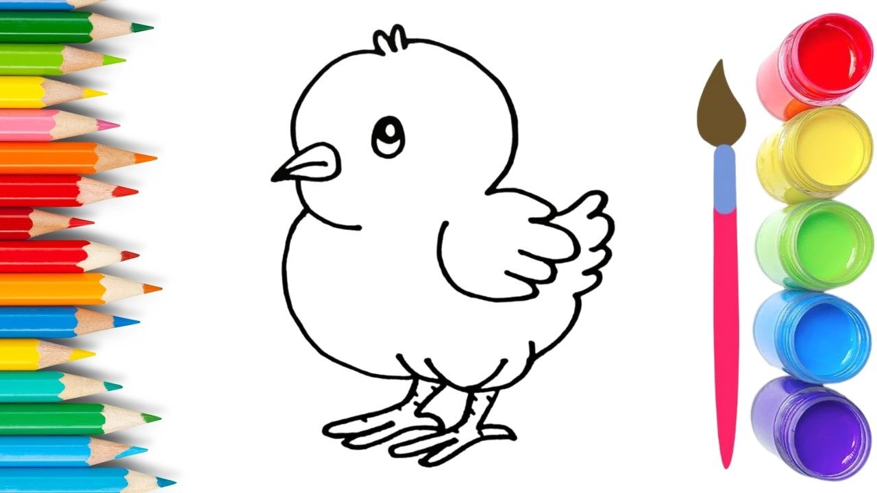 How To Draw cute Baby Chicken Drawing, Painting & Coloring For Kids and Toddlers_🌈🎨
