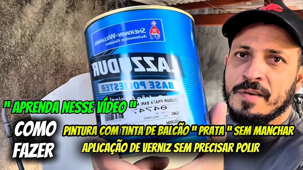 Aprenda na pr&aacute;tica -  aplica&ccedil;&atilde;o de tinta poli&eacute;ster PRATA sem manchar  feita em casa