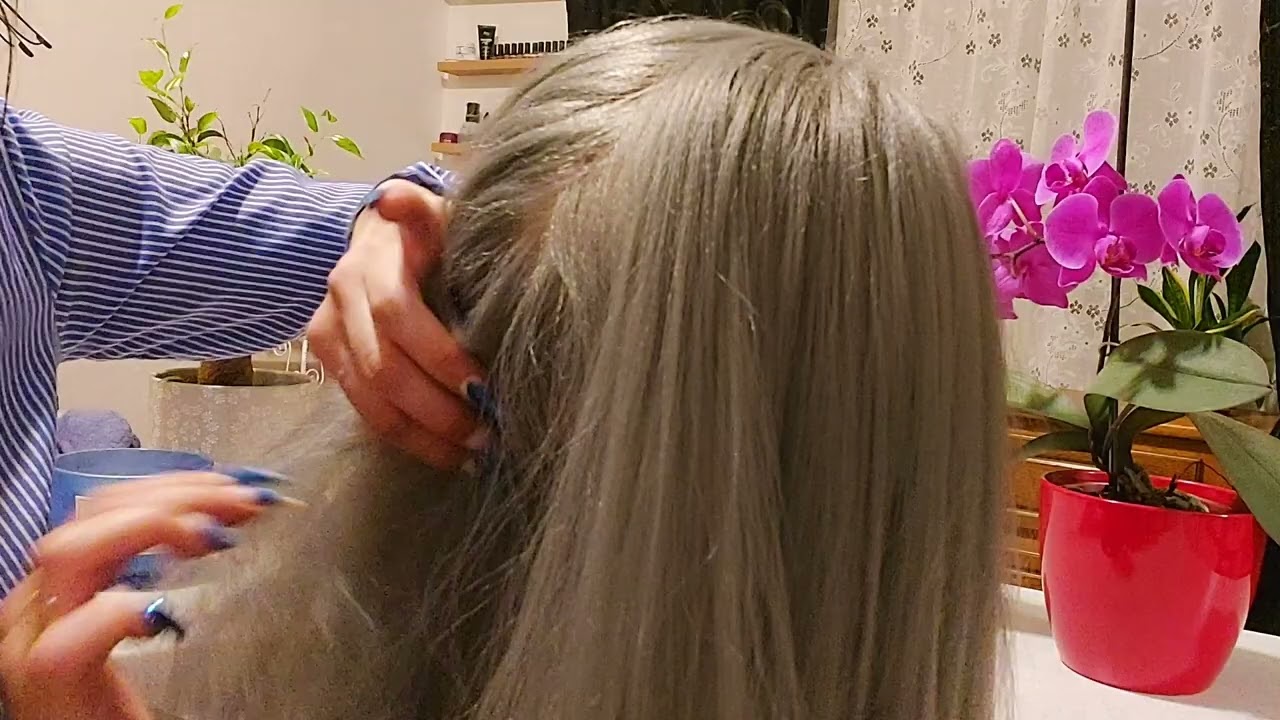 💙FAST & AGGRESSIVE scalp check🩵 &scatch with long blue nails 💙/ No talking.💤