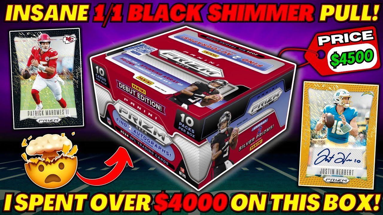 *INSANE 1/1 BLACK SHIMMER!🤯 OPENING A $4,500+ BOX OF 2024 PRIZM DECA FOOTBALL FOTL!🚨