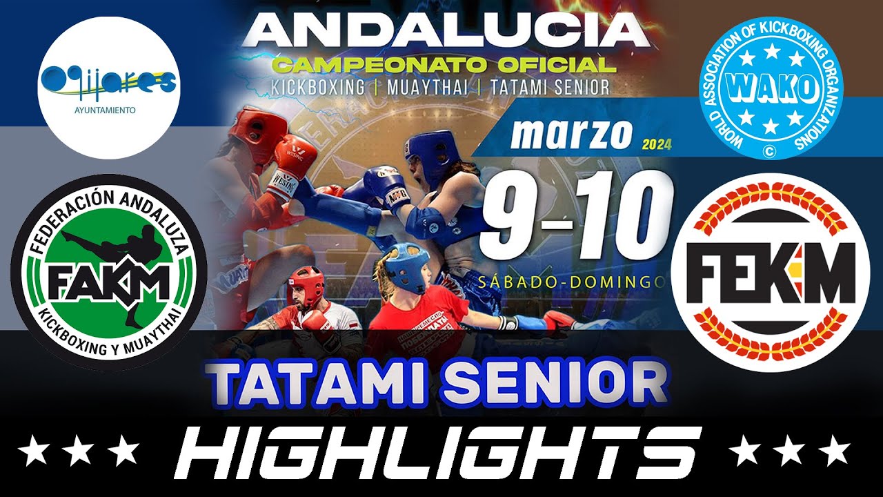 HIGHLIGHTS CAMPEONATO DE ANDALUCÍA KICKBOXING TATAMI SPORTS SENIOR Y RING JUNIOR. OGÍJARES 9/3/2024