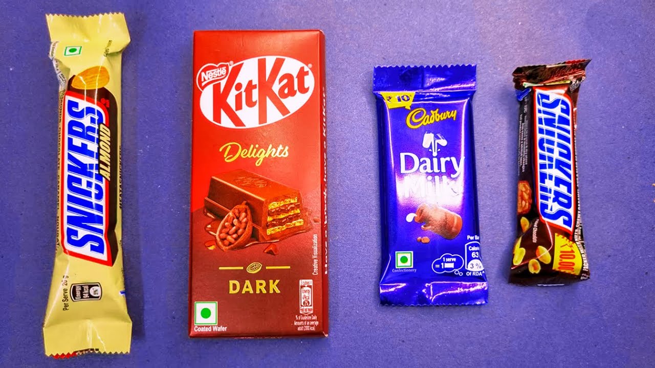 Satisfying ASMR Unwrapping KitKat Dark, Snickers Almond | Opening LOTS of Chocolates and Lollipops