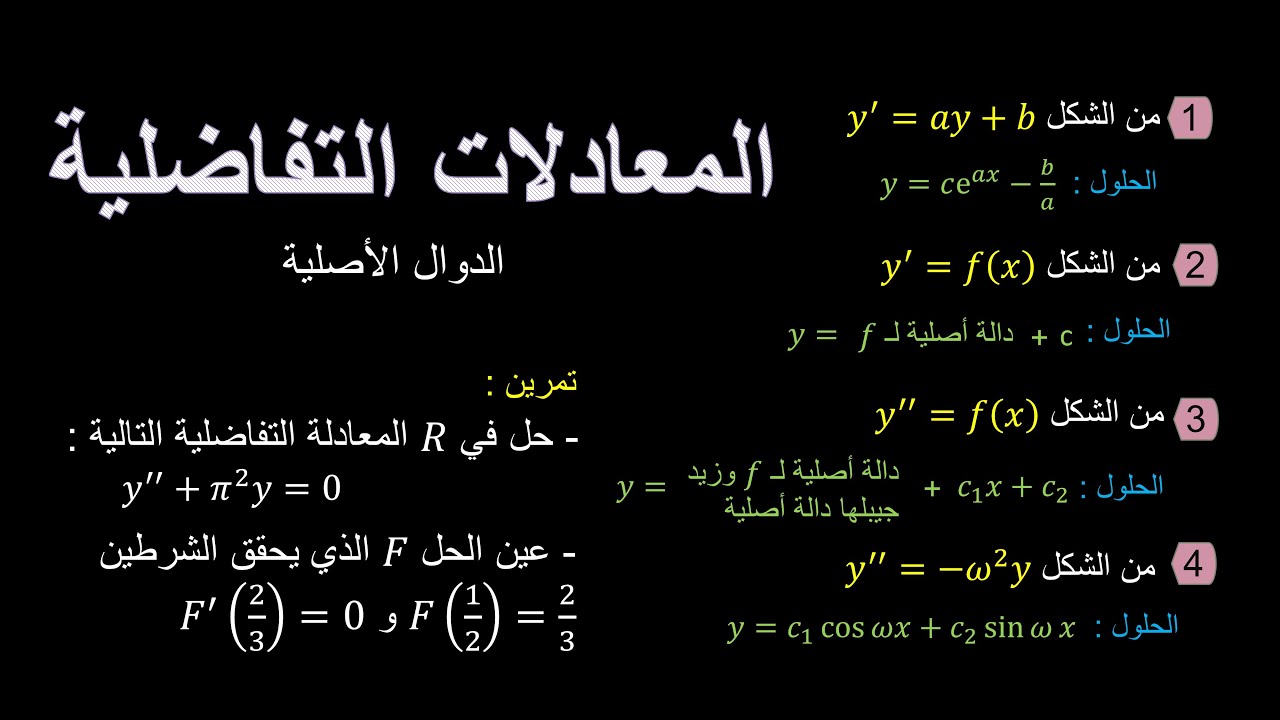 المعادلات التفاضلية | درس تابع للدوال الأصلية