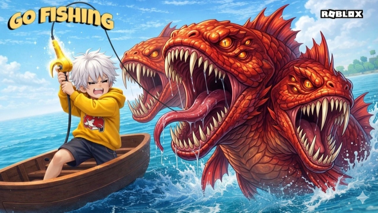 SECRET 1000%!! Aku MANCING Ikan BERKEPALA Tiga di GO FISHING ?!! [Roblox Indonesia]