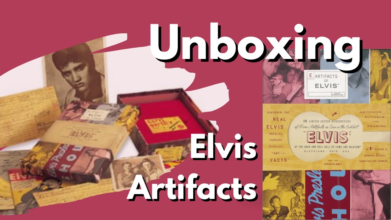 Unboxing of Elvis Presley artifacts box with reproductions of photos, booklets & historic documents