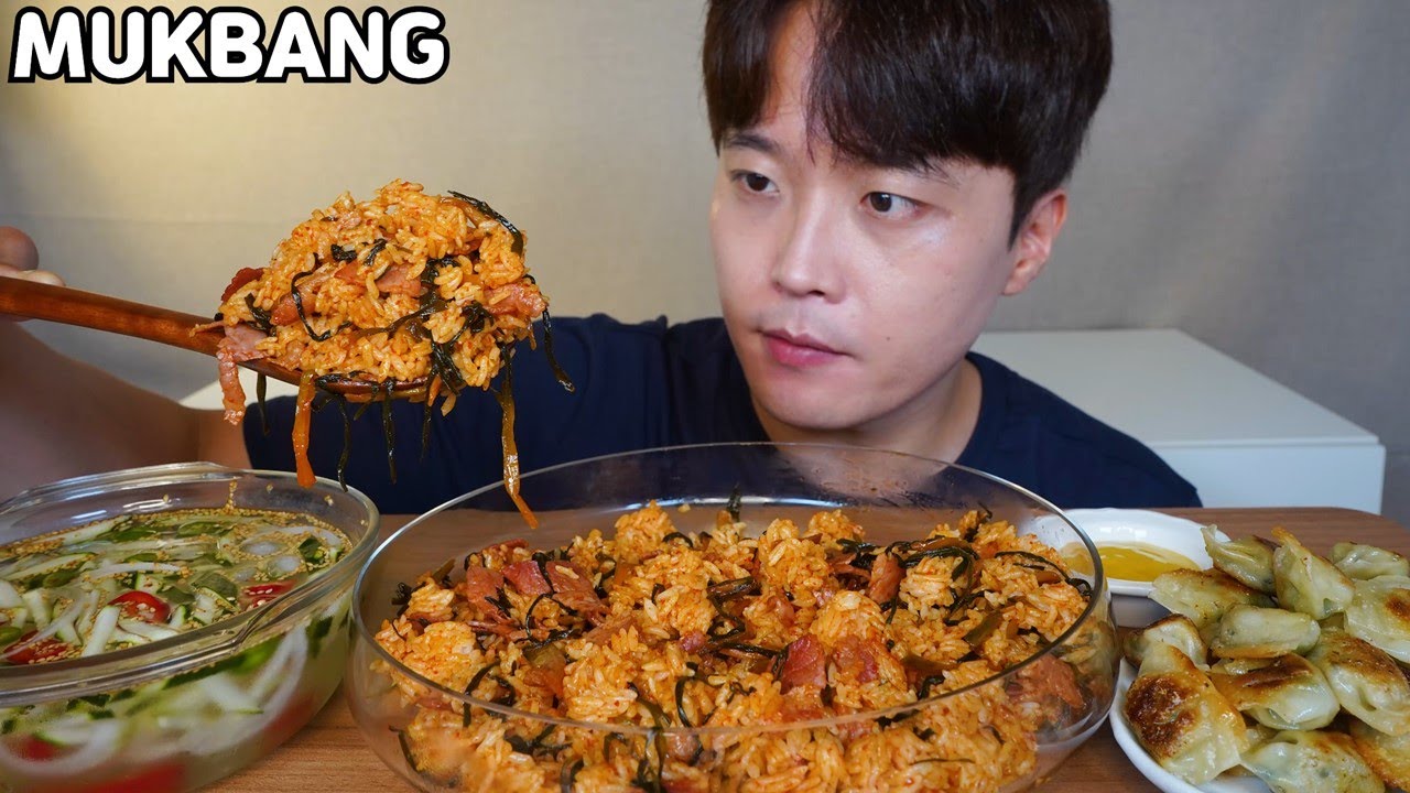 베이컨 파김치 볶음밥 오이냉국 물만두튀김 먹방 Bacon Kimchi Fried Rice Korean Food MUKBANG ASMR REAL SOUND EATING SHOW