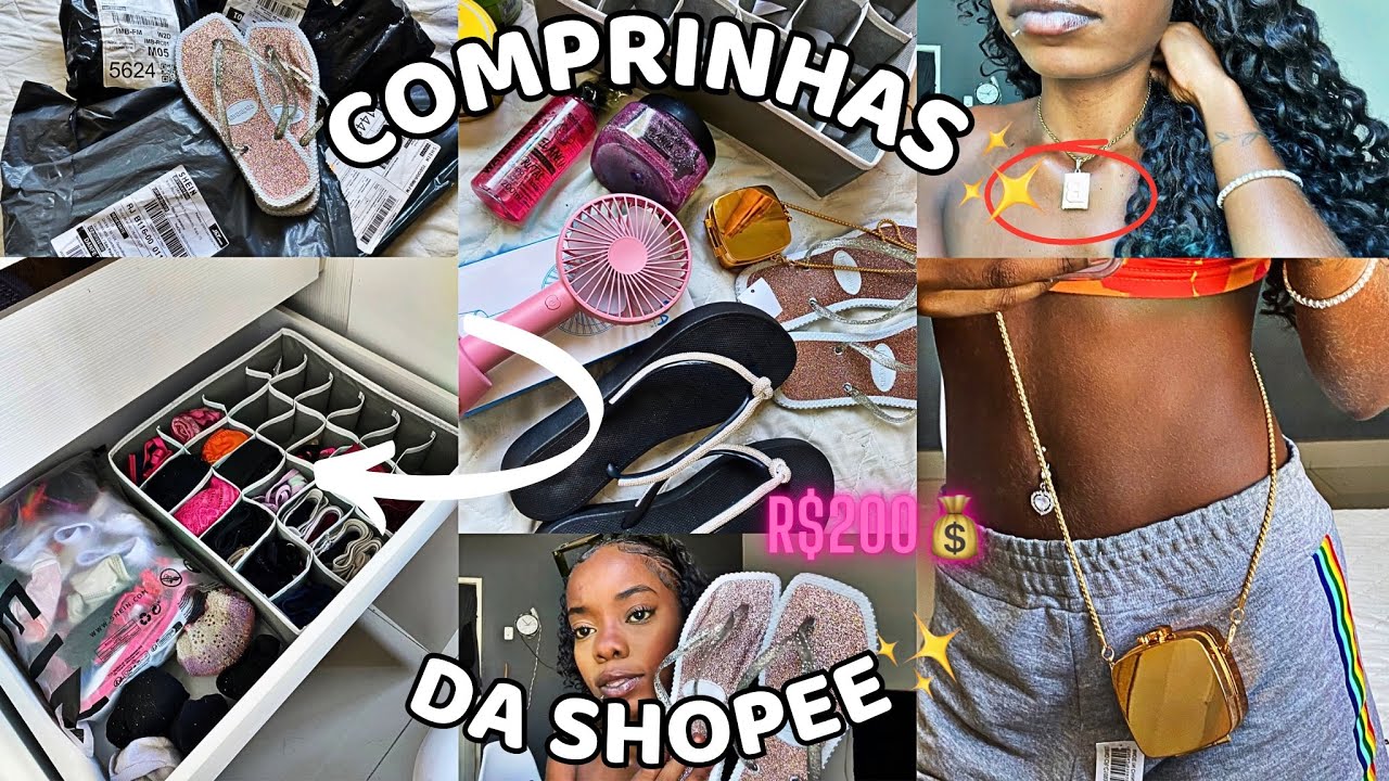COMPRINHAS DA SHOPEE GASTANDO R$200 + ORGANIZEI MINHA GAVETA 🛍️💝💕 #comprinhas #shopee 