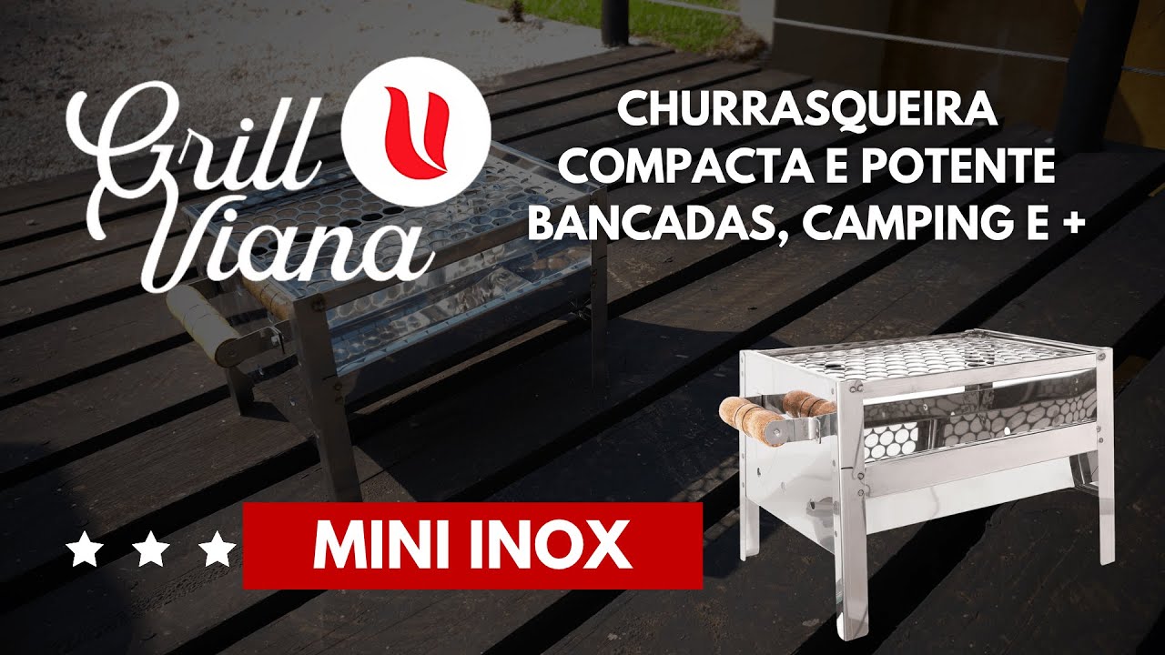 🔥 Grill Viana: MINI Churrasqueira INOX compacta para bancadas! #churrasco #pesca #churrasqueira