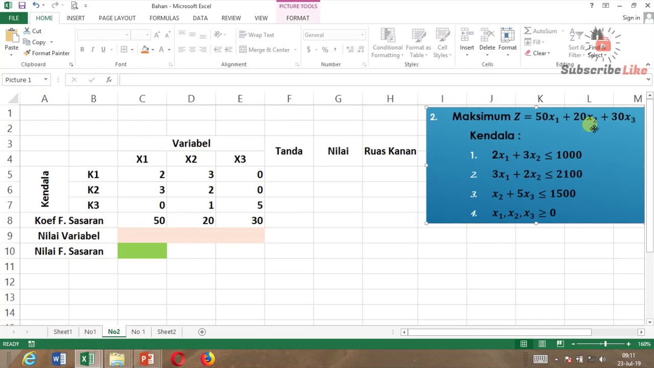 Program Linear Metode Simpleks Menggunakan Excel Part 2