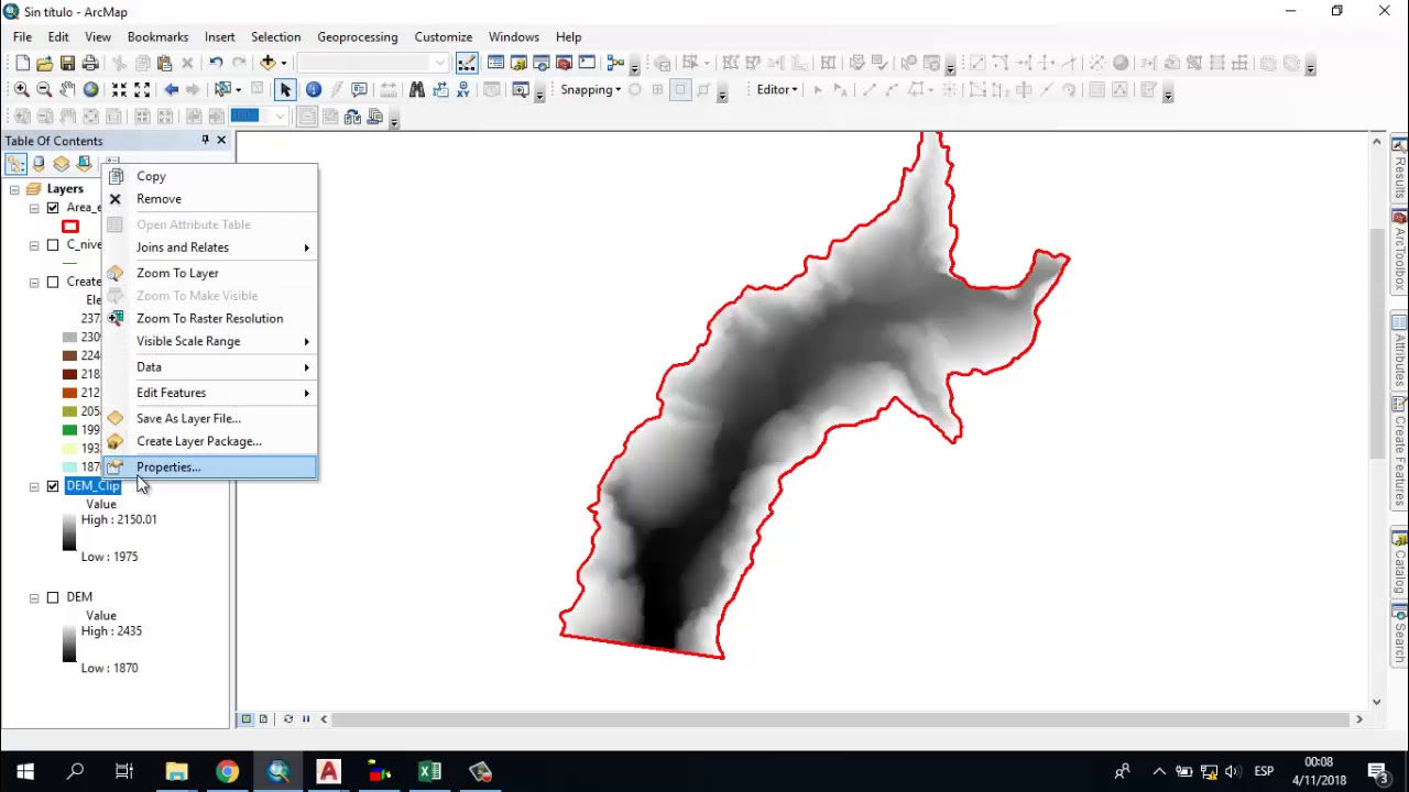Calculo de volumen, altura, cota, área espejo de agua Embalses en ArcGIS