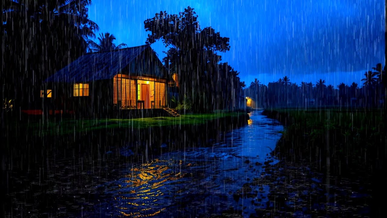 ASMR Night Rain at Cozy Cottage | Relaxing Rain Sounds for Deep Sleep
