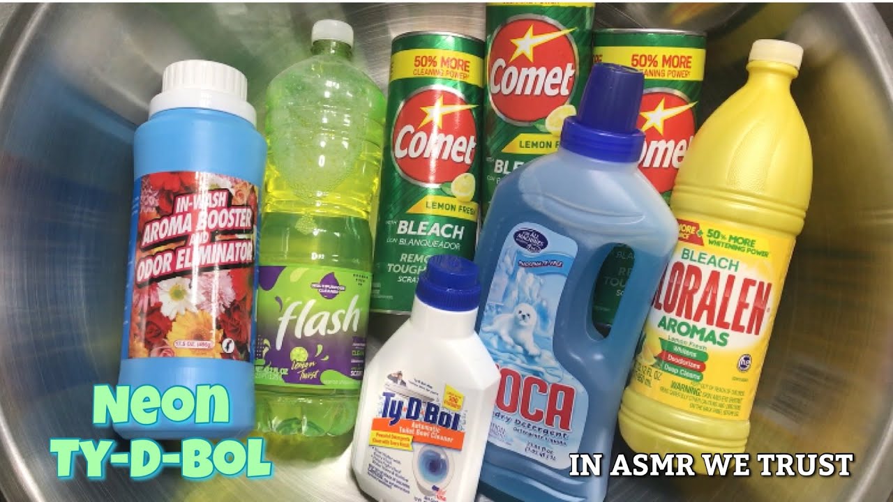 ASMR ✨ Neon Ty-D-Bol Paste + Neon Rinse ✨ Lemon Comet, Foca, Flash, Lemon Bleach & DT Scent Boosters