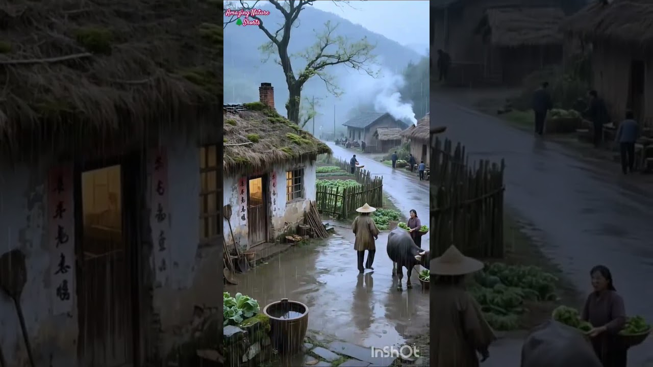 Beautiful village life on a rainy day🌧️#rain #relax #villagelife #trending #nature #rural #shorts#yt