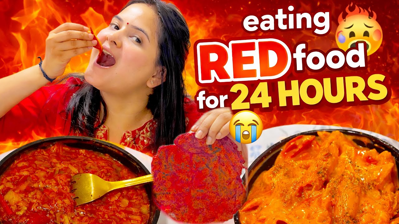 I ate only RED colour food for a DAY 🔥❤️‍🔥