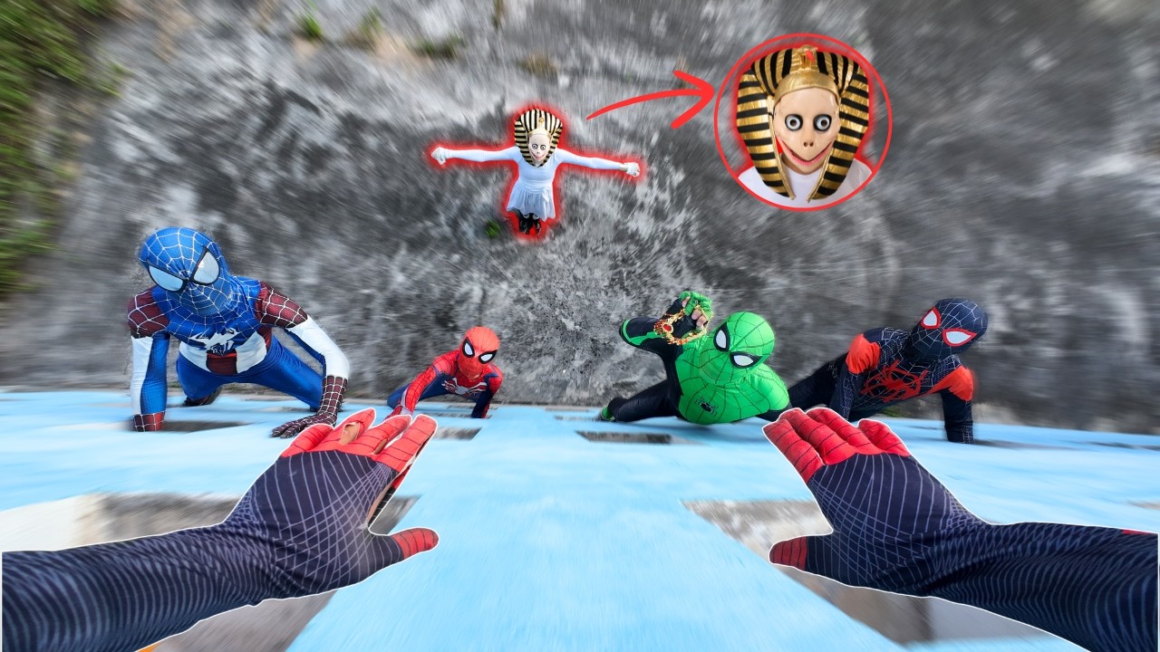 5 Spider-Man Battle MUMMY Serbian Dancing Lady in a Mysterious Tomb ( Exploration POV )