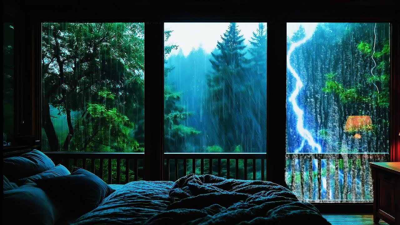 Goodbye Insomnia With Heavy Rain Sound | Rain And Thunder Sounds For Deep Sleep, Relax, ASMR  