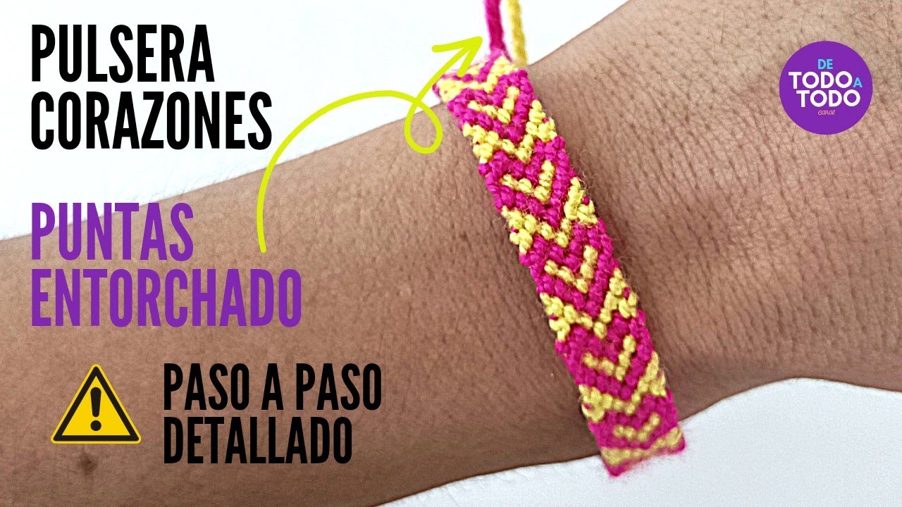 💜 Cómo hacer una pulsera TEJIDA de CORAZONES💕HEART friendship bracelets