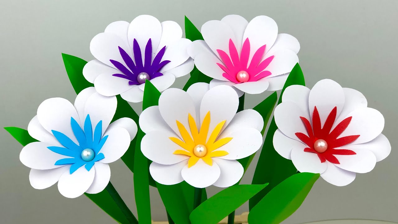 3D Beautiful Paper Flower Making | Home Decor | Paper Craft | Beautiful And Easy Paper Flowers | DIY