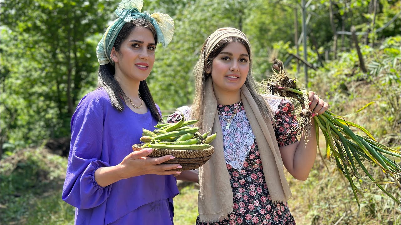Baking the beans with a cow's neck in the family garden