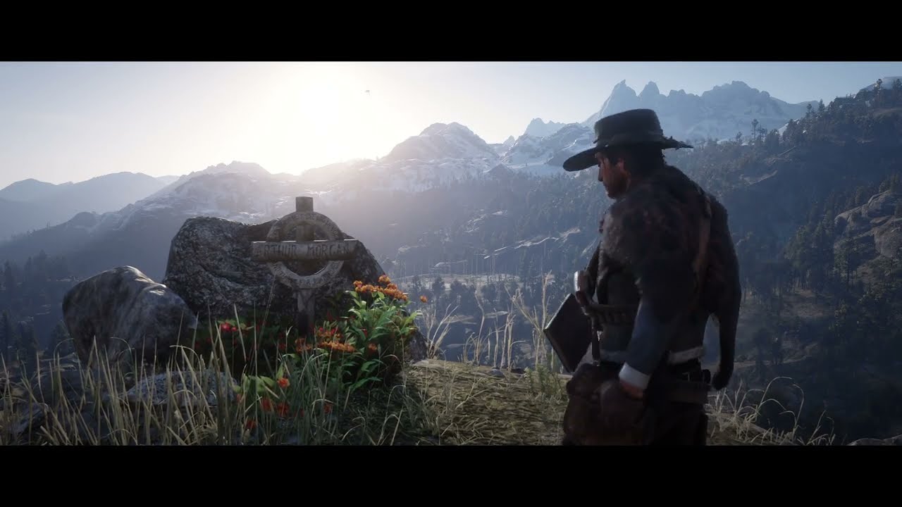 RDR2 - Red Harlow visits Arthur's Grave %100 Cutscene (John with Red Harlow outfit)
