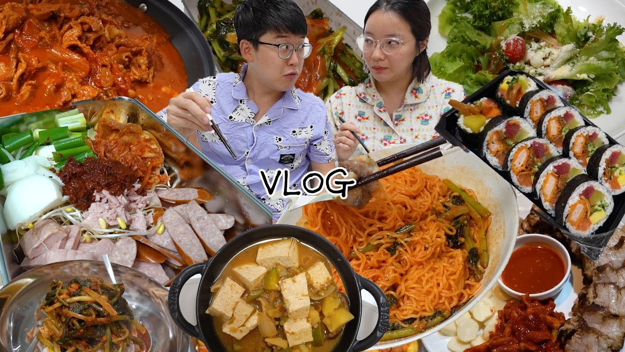 [부대찌개편] 집(안)나간🥵 입맛 찾기 먹방브이로그 (보쌈,오이탕탕이,후토마끼,샐러드파스타, 열무비빔밥,국물두루치기,비빔면, 차돌박이,참나물무) MUKBANG VLOG