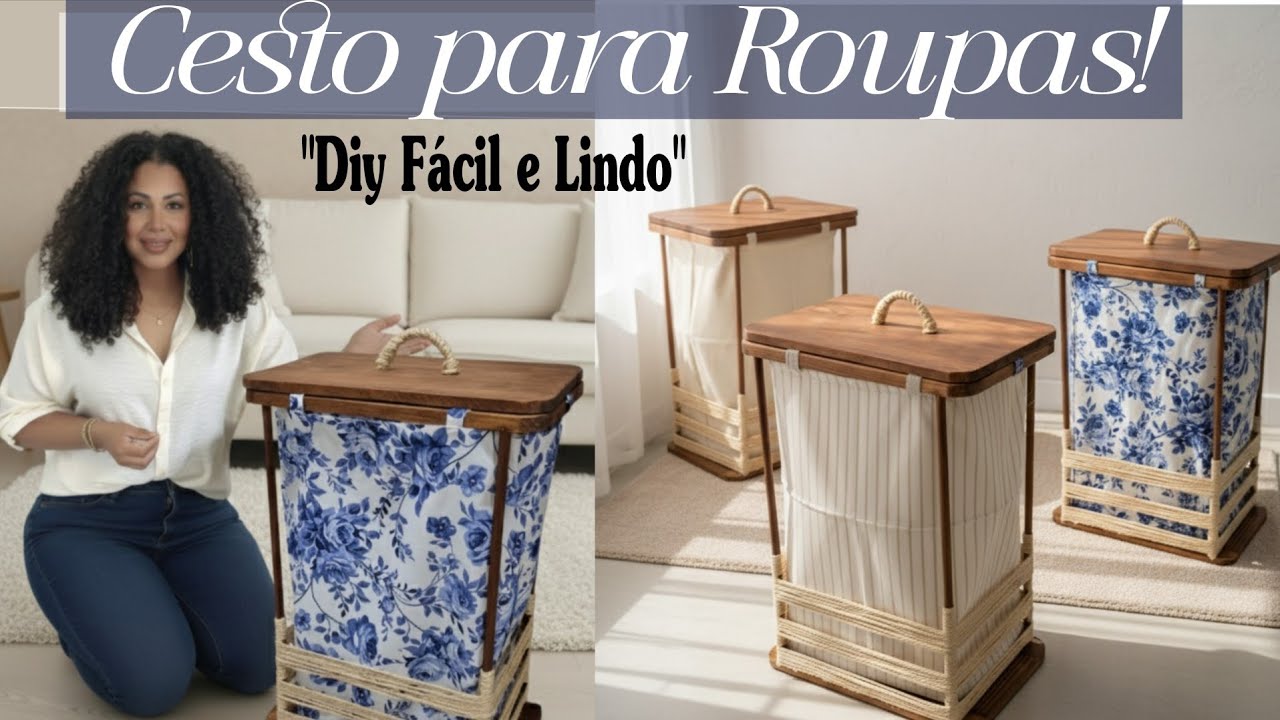 Faça Você Mesmo✨️Cesto de Roupa Suja DIY Lindo😍 com Madeira que iria pro LIXO”