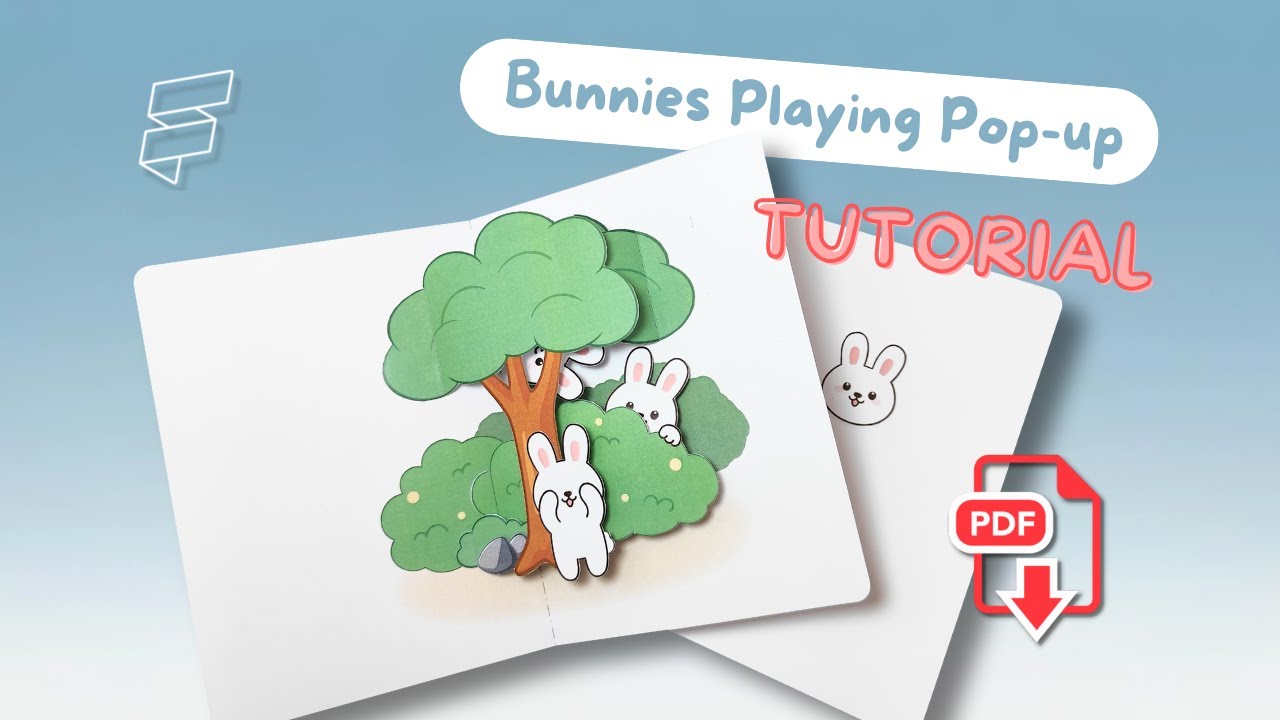 Bunnies Playing | Pop up Card Tutorial | Paper craft | Free template download