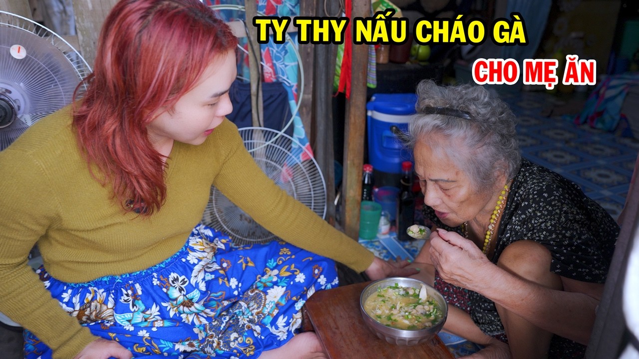 Ty Thy nấu cháo gà cho mẹ ăn - Ty Thy Vlog Gỏi đu đủ