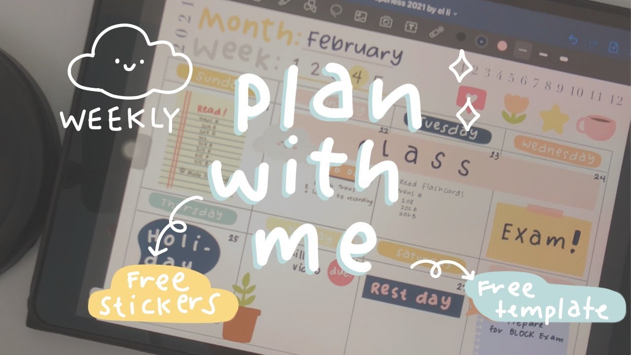 Weekly Plan with me #03 | iPad GoodNotes 5 | Free stickers, free template | Digital journal / Diary