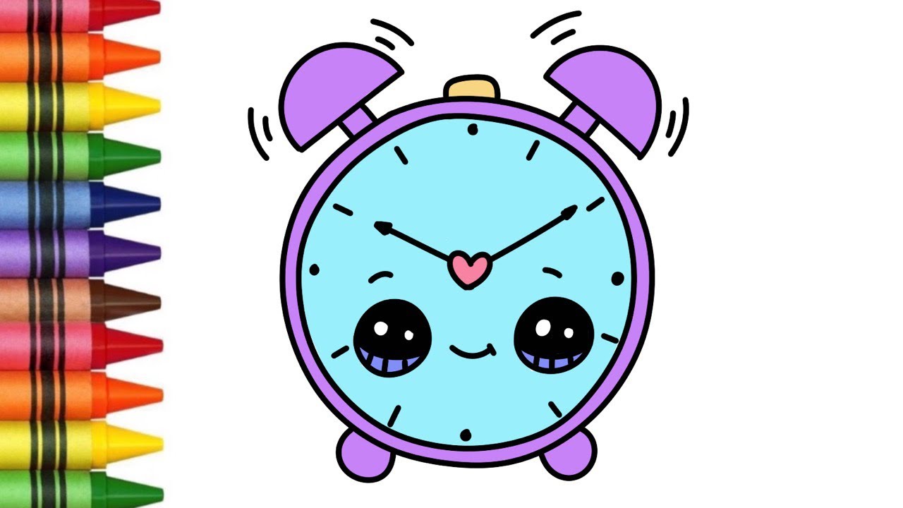How to Draw a Cute Alarm Clock Easy For Kids | Cute Little Drawings