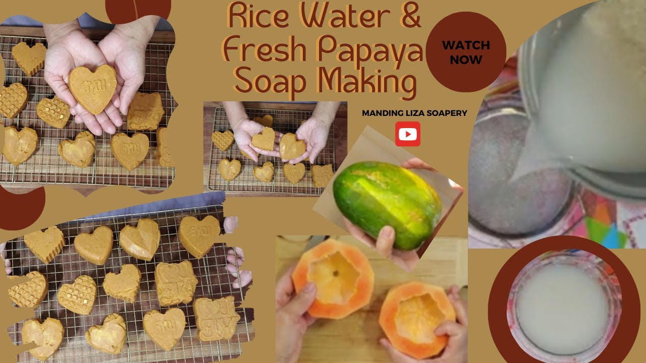 Rice Water Fresh Papaya Turmeric Soap Making/Handmade Papaya Skin Lightening Soap Cold Process