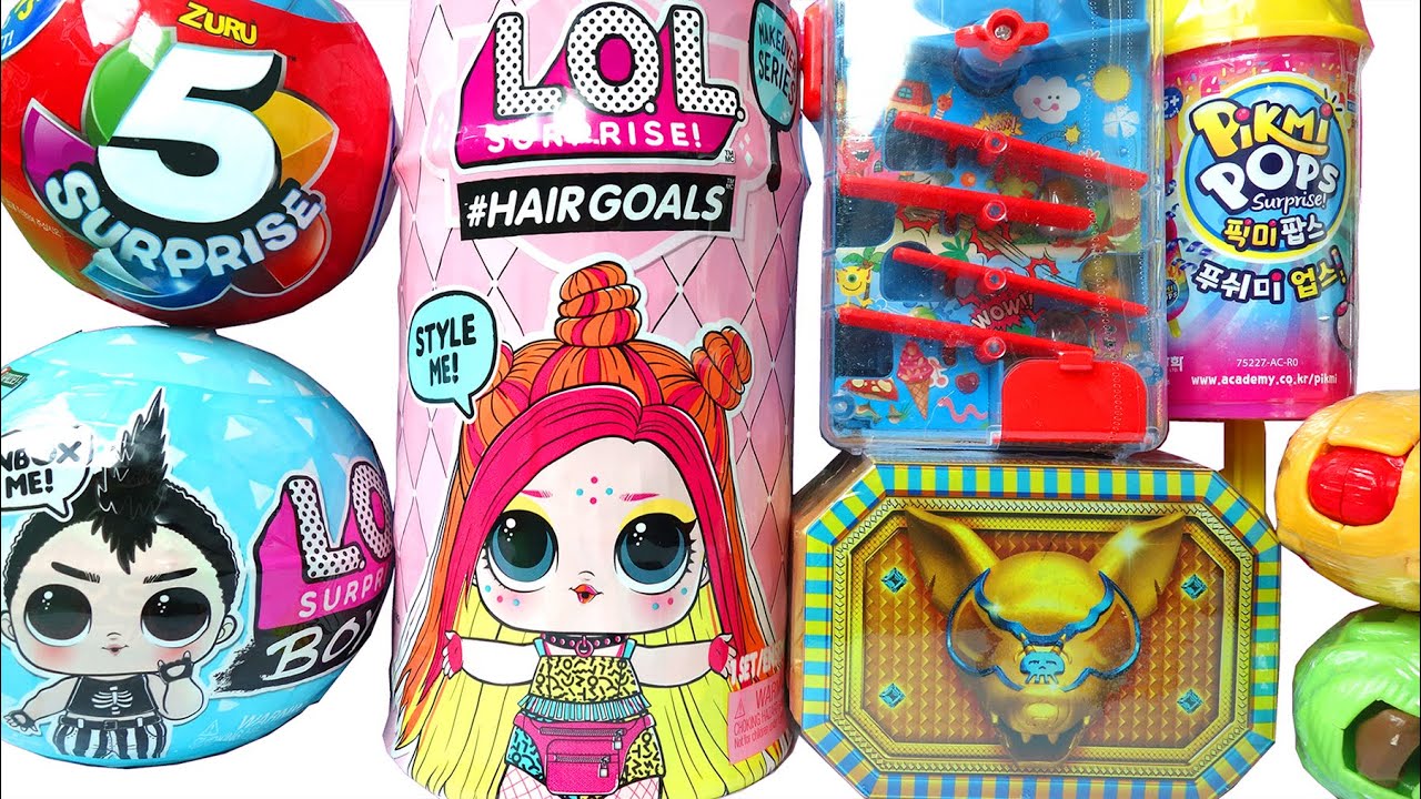 다양한 장난감, 보물발굴 트레져X, L.O.L. 헤어골스, 5서프라이즈, 픽미팝스, 공룡알, unboxing toys