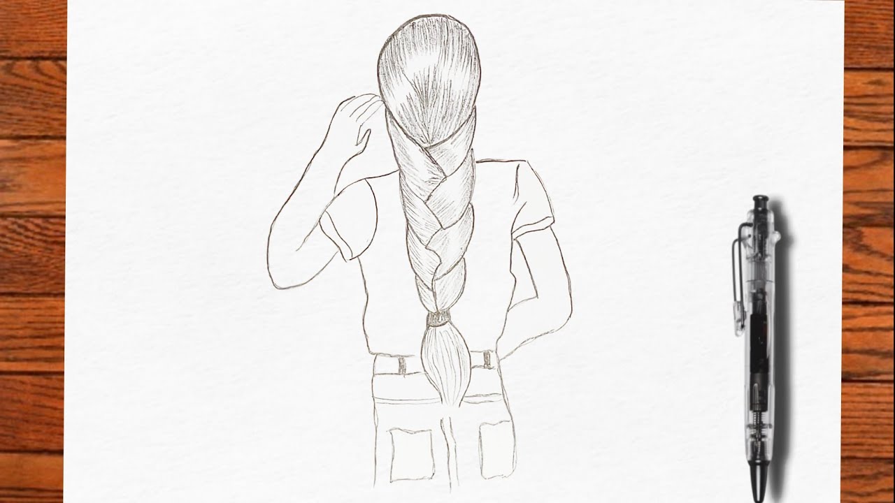  Easy pencil drawing| how to draw cute girl | with Braided hair step by step| pencil sketch art|