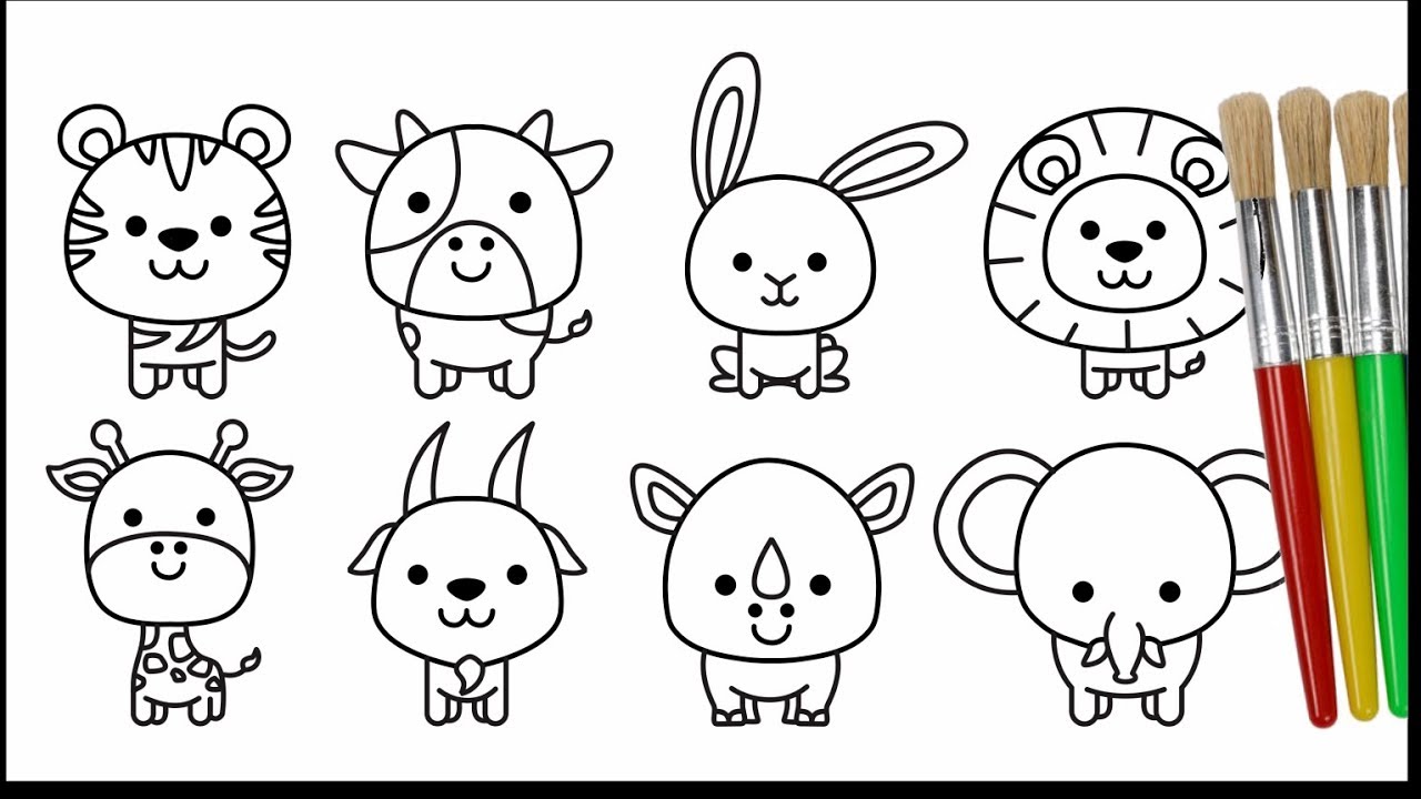 Cara menggambar berbagai macam binatang (PART 2) | Animal coloring page