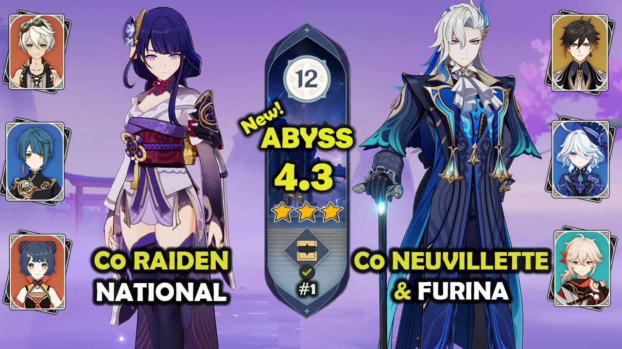 Raiden National & Neuvillette Furina | Abismo 4.3 | Spiral Abyss 12 | 9 stars | Genshin Impact