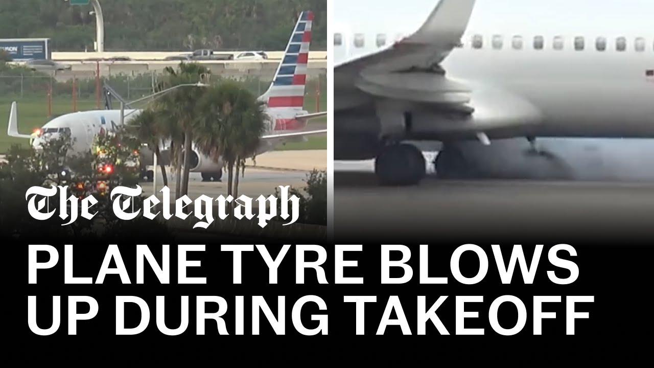 Plane tyre explodes during takeoff in Florida