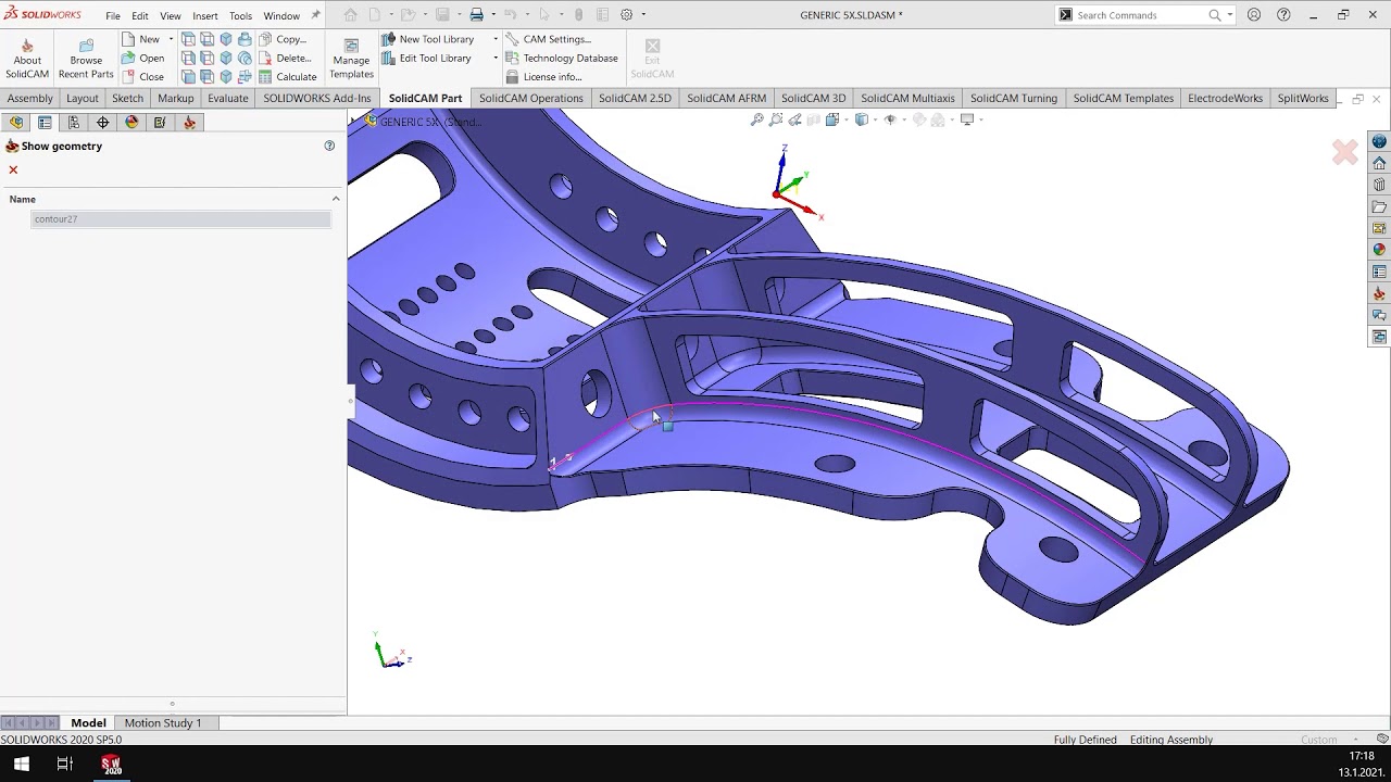 SolidCAM 2021: HSS/Sim 5X - Extend edge curve