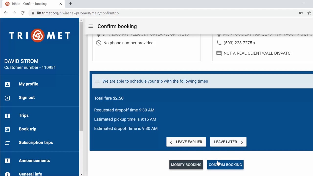 LIFT Online Booking