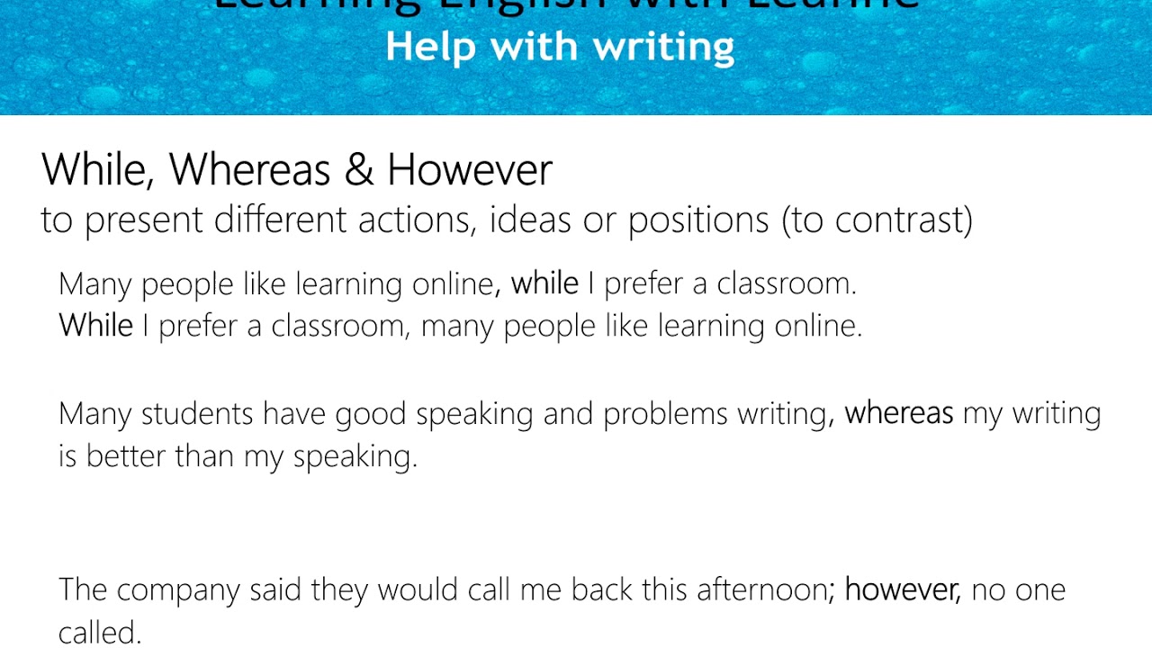 While, However & Whereas 2: Use in contrasting sentences & punctuation
