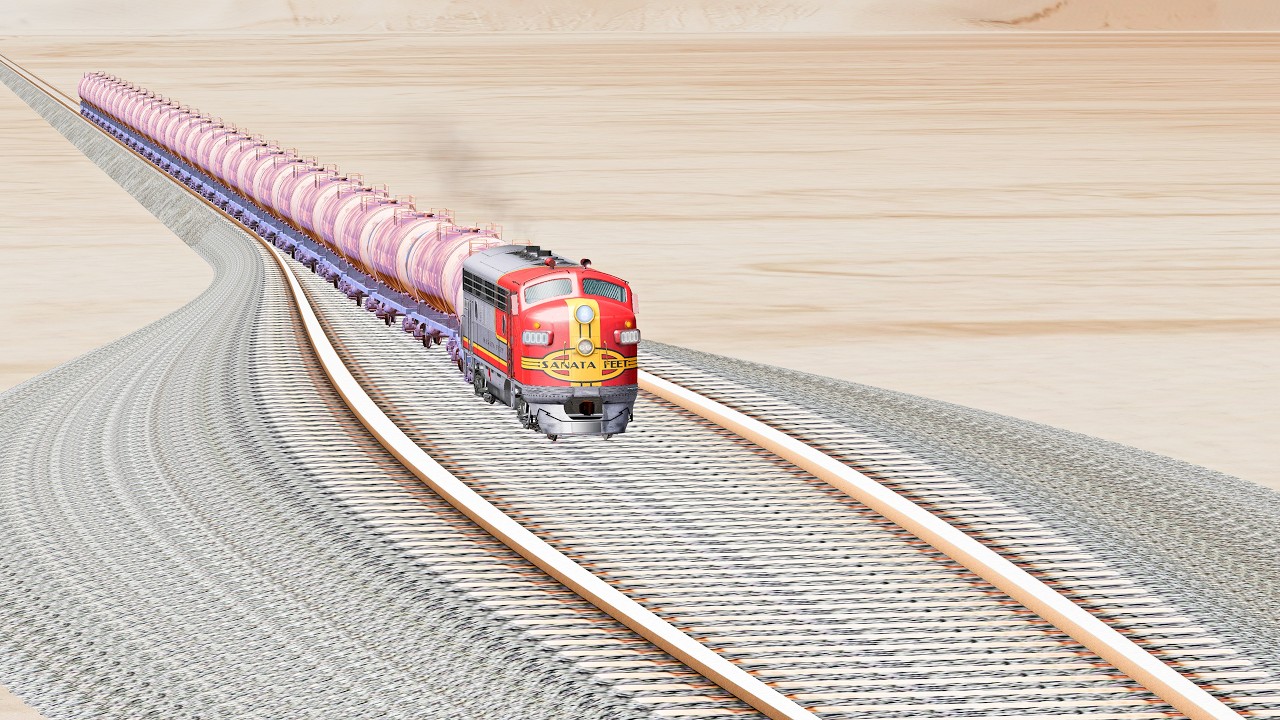 Impossible wide Rail Tracks vs Trains - Beamng Drive